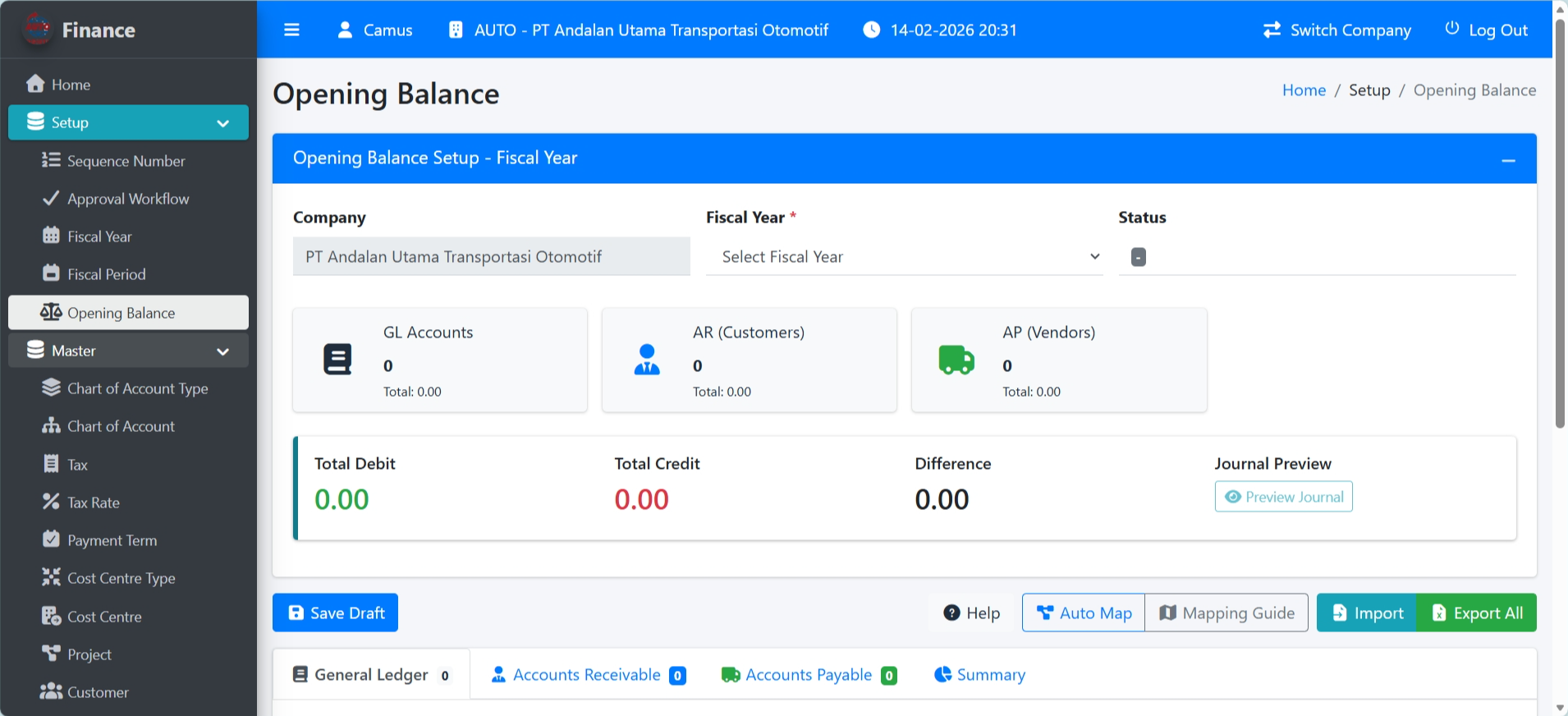 Accounting System Screenshot