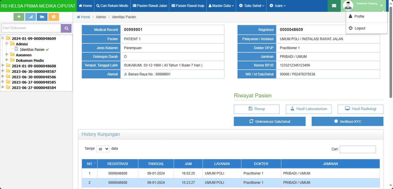 Hospital System Screenshot